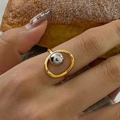 Bague Orbit – Bague sphérique bicolore en acier inoxydable étanche