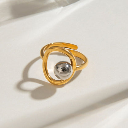 Bague Orbit – Bague sphérique bicolore en acier inoxydable étanche