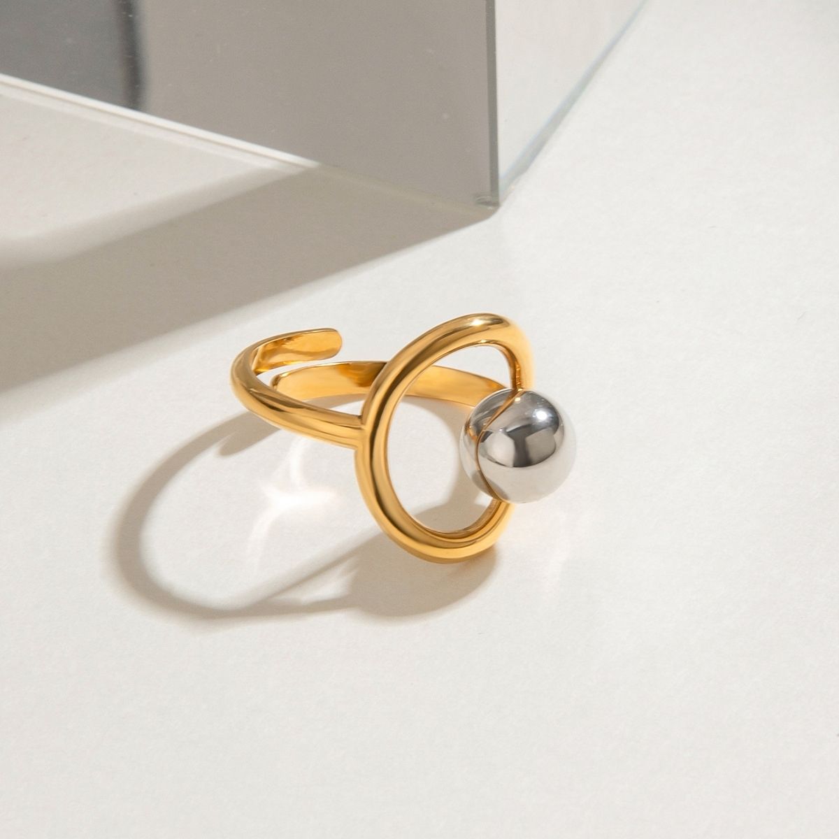 Bague Orbit – Bague sphérique bicolore en acier inoxydable étanche