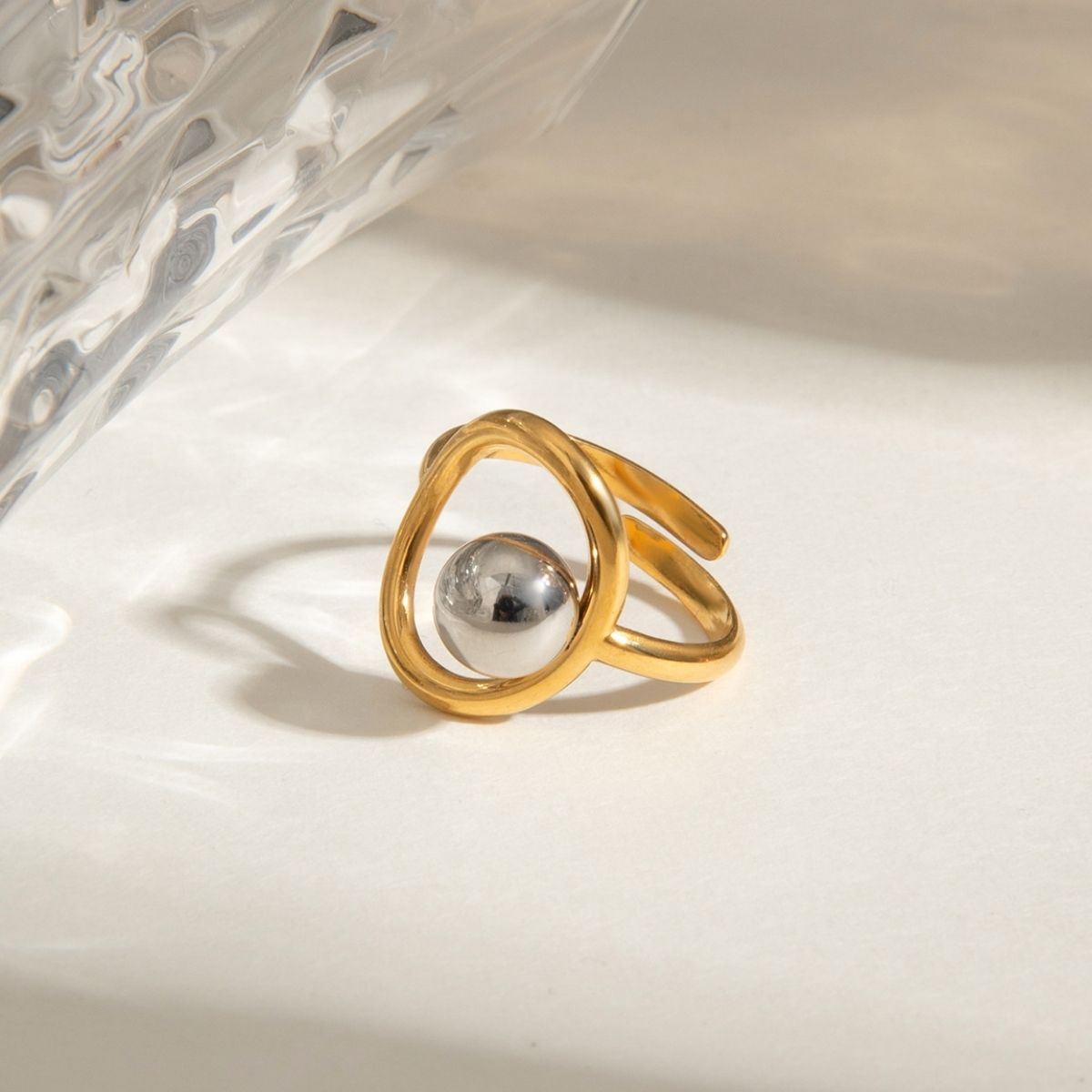 Bague Orbit – Bague sphérique bicolore en acier inoxydable étanche