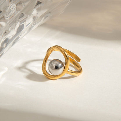 Bague Orbit – Bague sphérique bicolore en acier inoxydable étanche