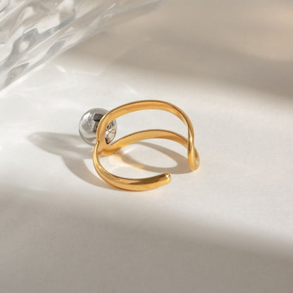 Anello importante Solstice Swirl - Fascia con sfera in acciaio inossidabile bicolore impermeabile