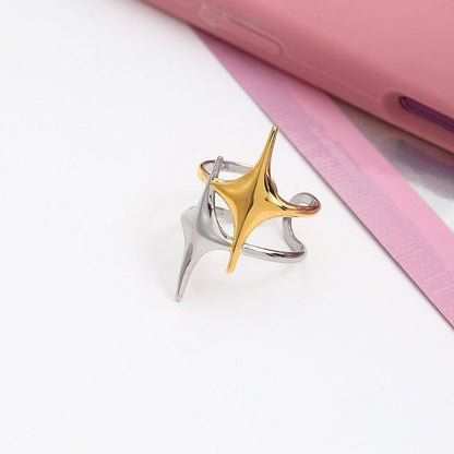 The Nova Starburst Statement Ring – Two-Tone Waterproof Stainless Steel Celestial Ring