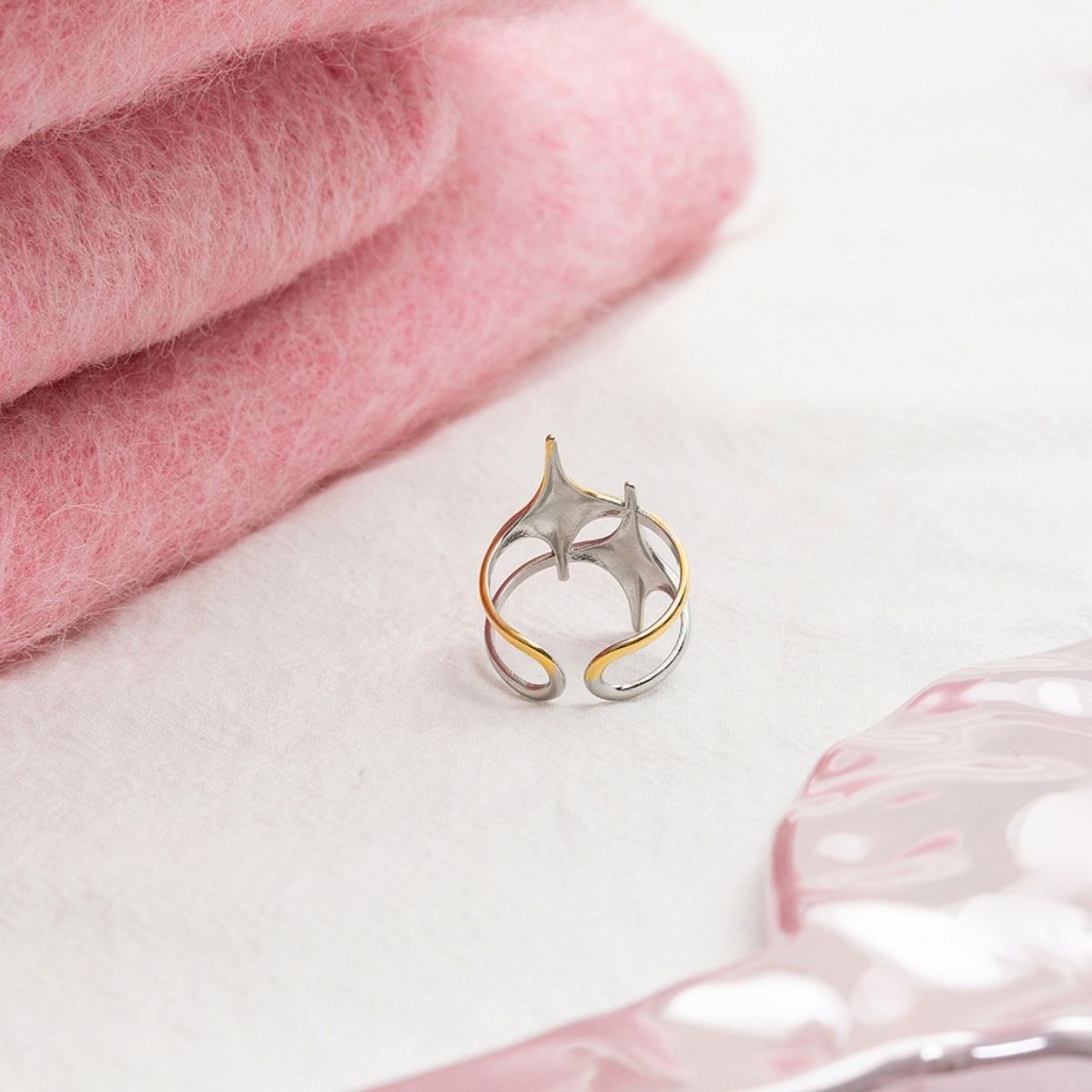 The Nova Starburst Statement Ring – Two-Tone Waterproof Stainless Steel Celestial Ring