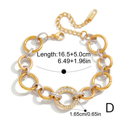 Pulsera de cadena con gemas Lumina Duo - Pulsera de eslabones con cristales de acero inoxidable bicolor e impermeable