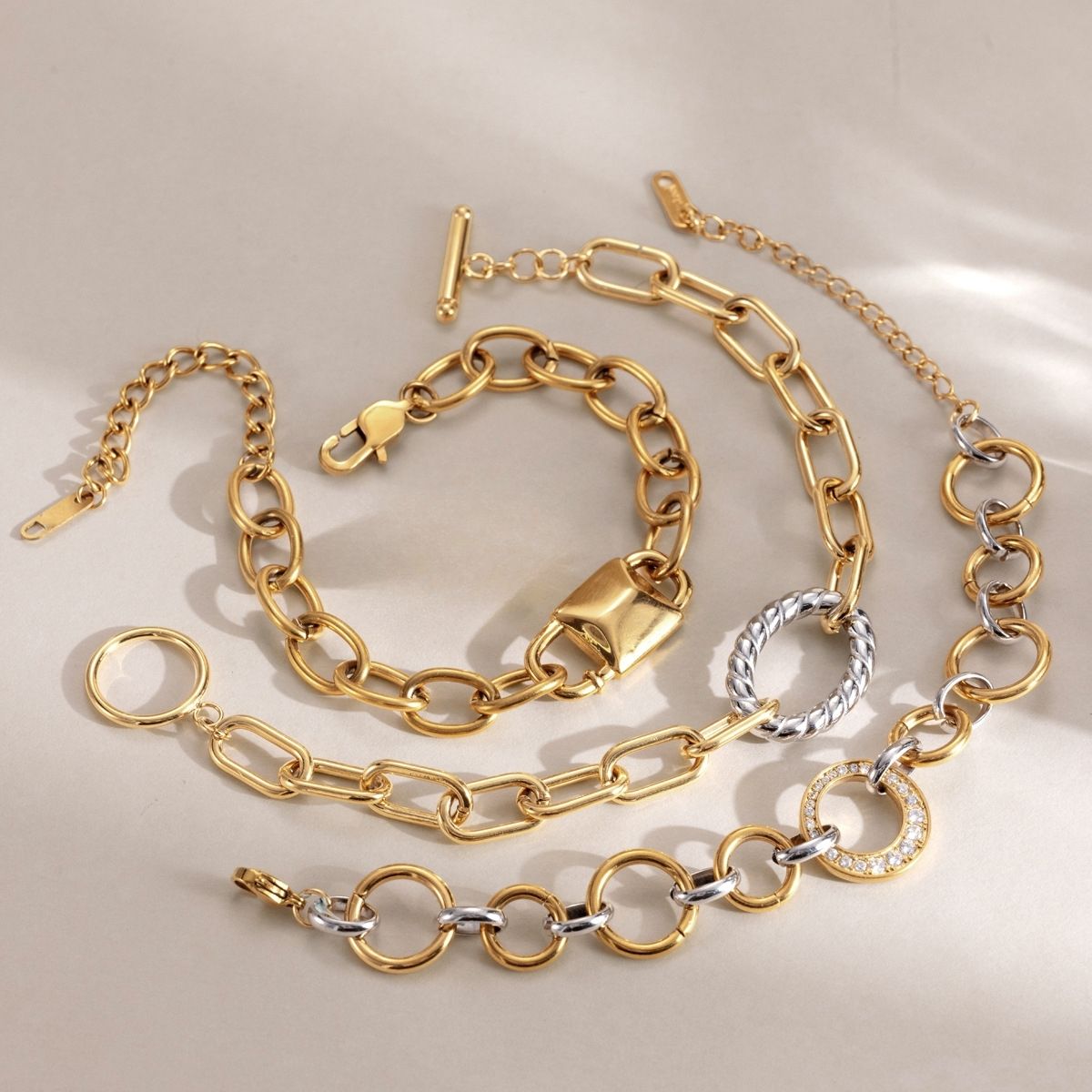 The Bold Statement Chain Bracelet – Two-Tone Waterproof Stainless Steel Link & Charm Bracelet