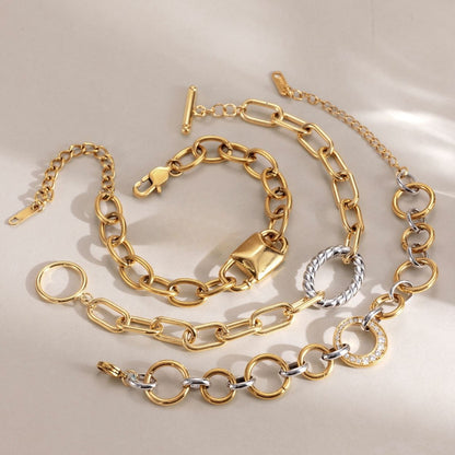 The Bold Statement Chain Bracelet – Two-Tone Waterproof Stainless Steel Link & Charm Bracelet