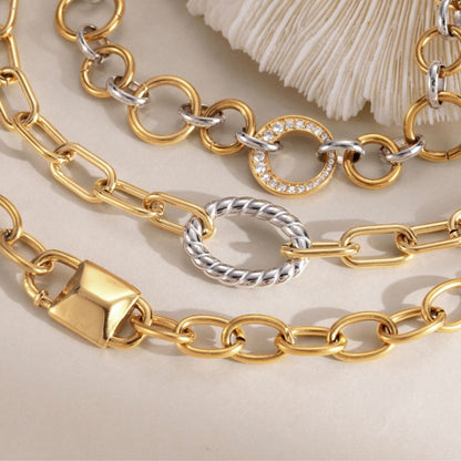 The Bold Statement Chain Bracelet – Two-Tone Waterproof Stainless Steel Link & Charm Bracelet