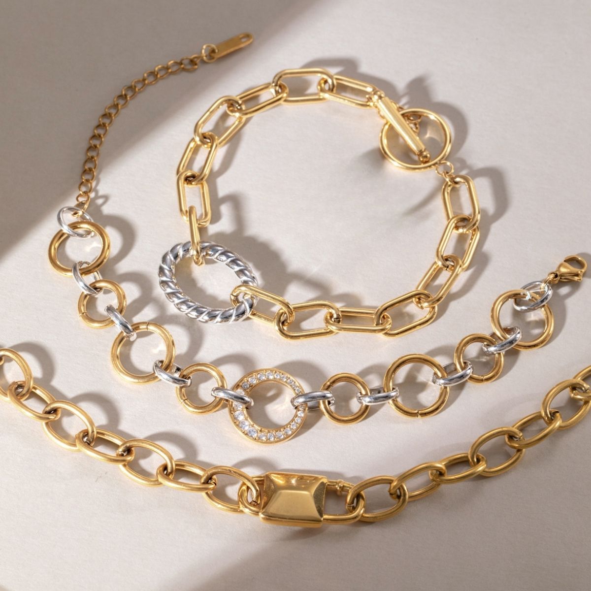 The Bold Statement Chain Bracelet – Two-Tone Waterproof Stainless Steel Link & Charm Bracelet