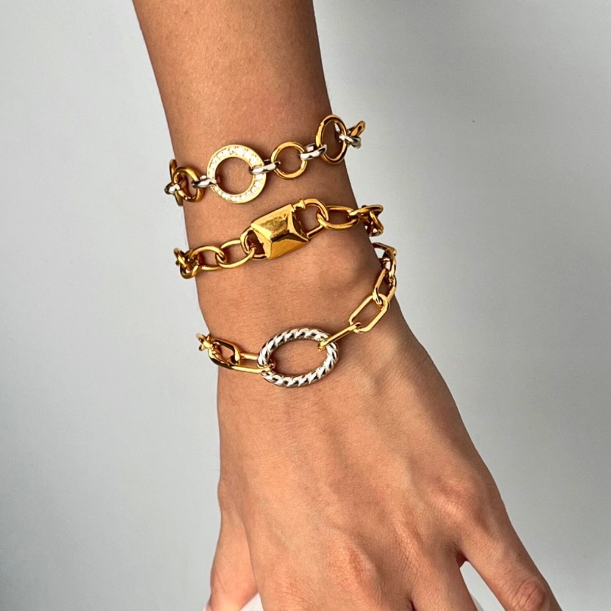 The Bold Statement Chain Bracelet – Two-Tone Waterproof Stainless Steel Link & Charm Bracelet