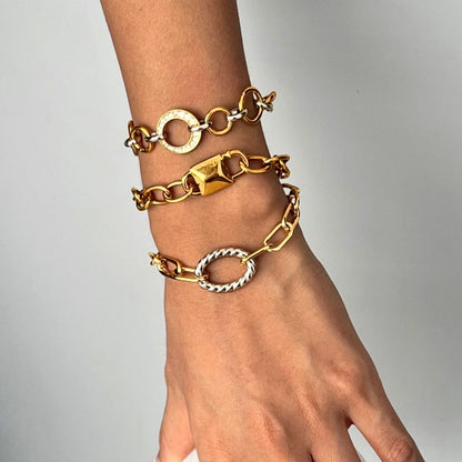 The Bold Statement Chain Bracelet – Two-Tone Waterproof Stainless Steel Link & Charm Bracelet