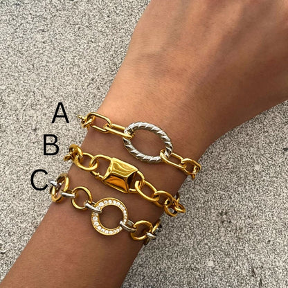 The Bold Statement Chain Bracelet – Two-Tone Waterproof Stainless Steel Link & Charm Bracelet
