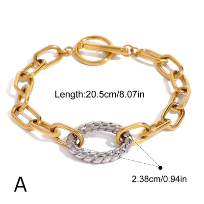 The Bold Statement Chain Bracelet – Two-Tone Waterproof Stainless Steel Link & Charm Bracelet