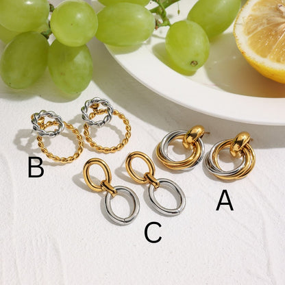 The Entwine Statement Drop Earrings – Two-Tone Waterproof Stainless Steel Interlocking Link Earrings