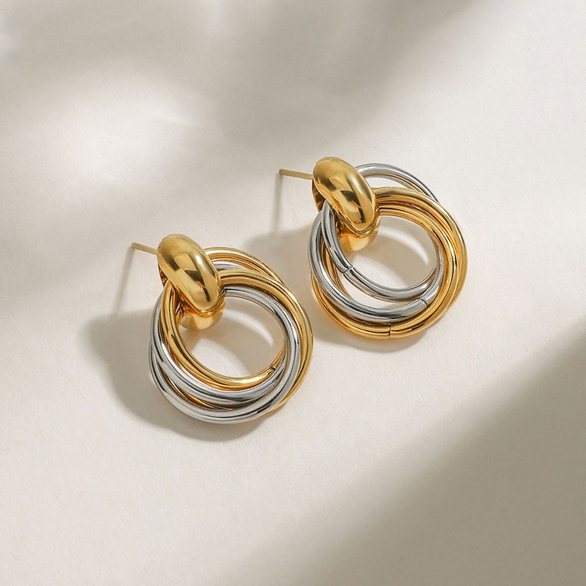 The Entwine Statement Drop Earrings – Two-Tone Waterproof Stainless Steel Interlocking Link Earrings