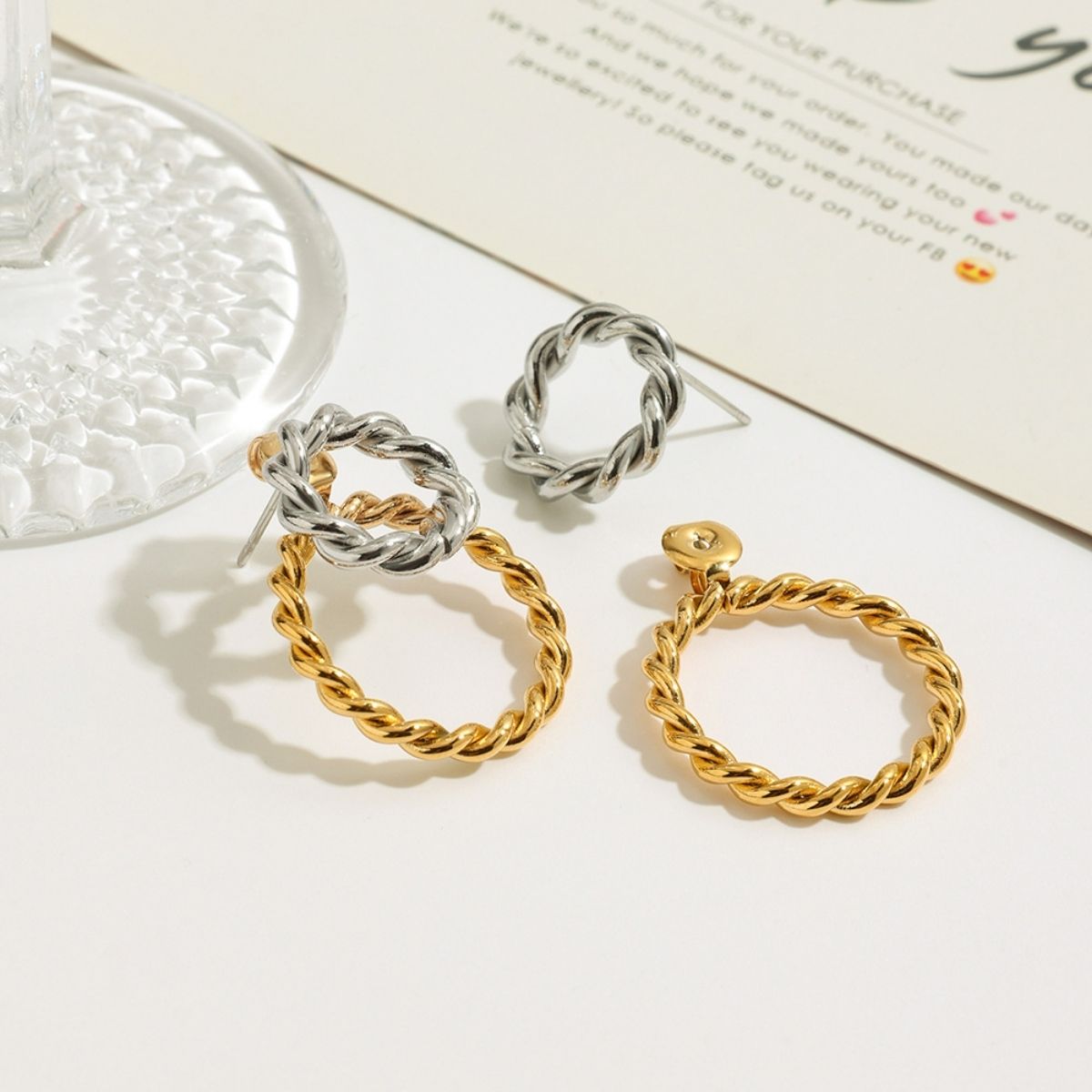 The Entwine Statement Drop Earrings – Two-Tone Waterproof Stainless Steel Interlocking Link Earrings