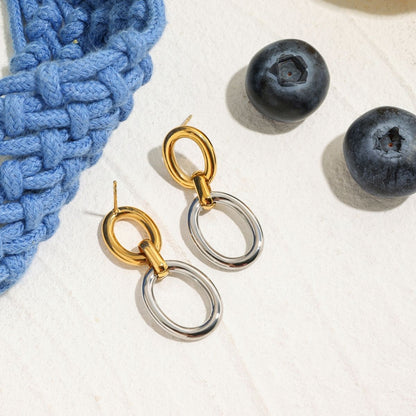 The Entwine Statement Drop Earrings – Two-Tone Waterproof Stainless Steel Interlocking Link Earrings