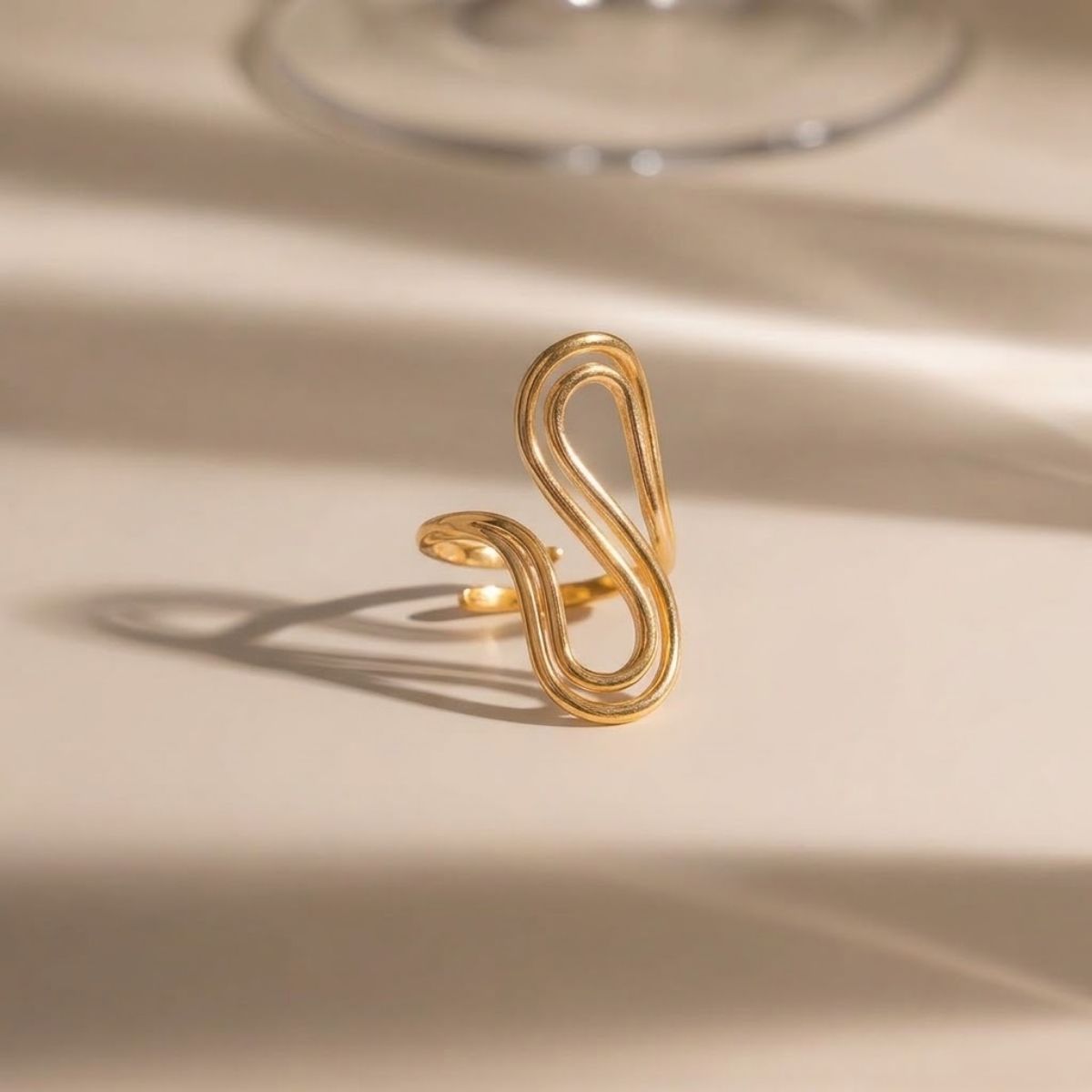 Bague Soren Wavy – Bagues en acier inoxydable bicolore, imperméables et résistantes au ternissement