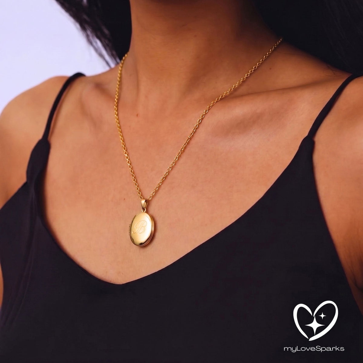 Collana con pendente a medaglione ovale personalizzato, foto e incisione di lettere