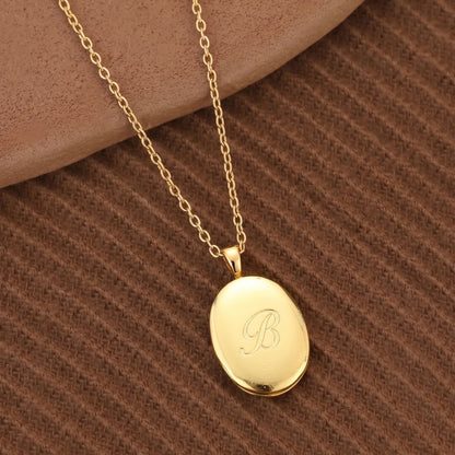 Collana con pendente a medaglione ovale personalizzato, foto e incisione di lettere