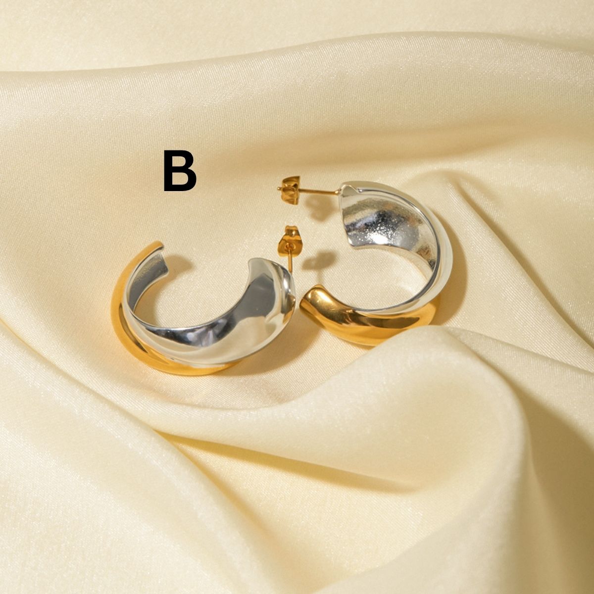 Boucles d'oreilles créoles Statement Duo – Créoles et huggies bicolores en acier inoxydable imperméable