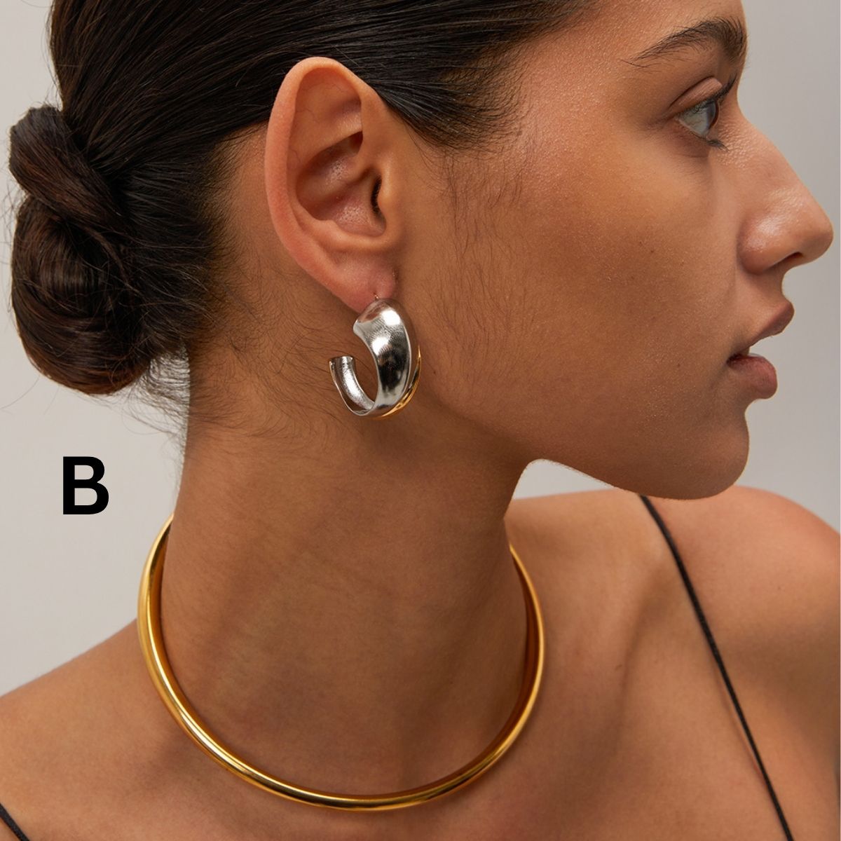 Boucles d'oreilles créoles Statement Duo – Créoles et huggies bicolores en acier inoxydable imperméable