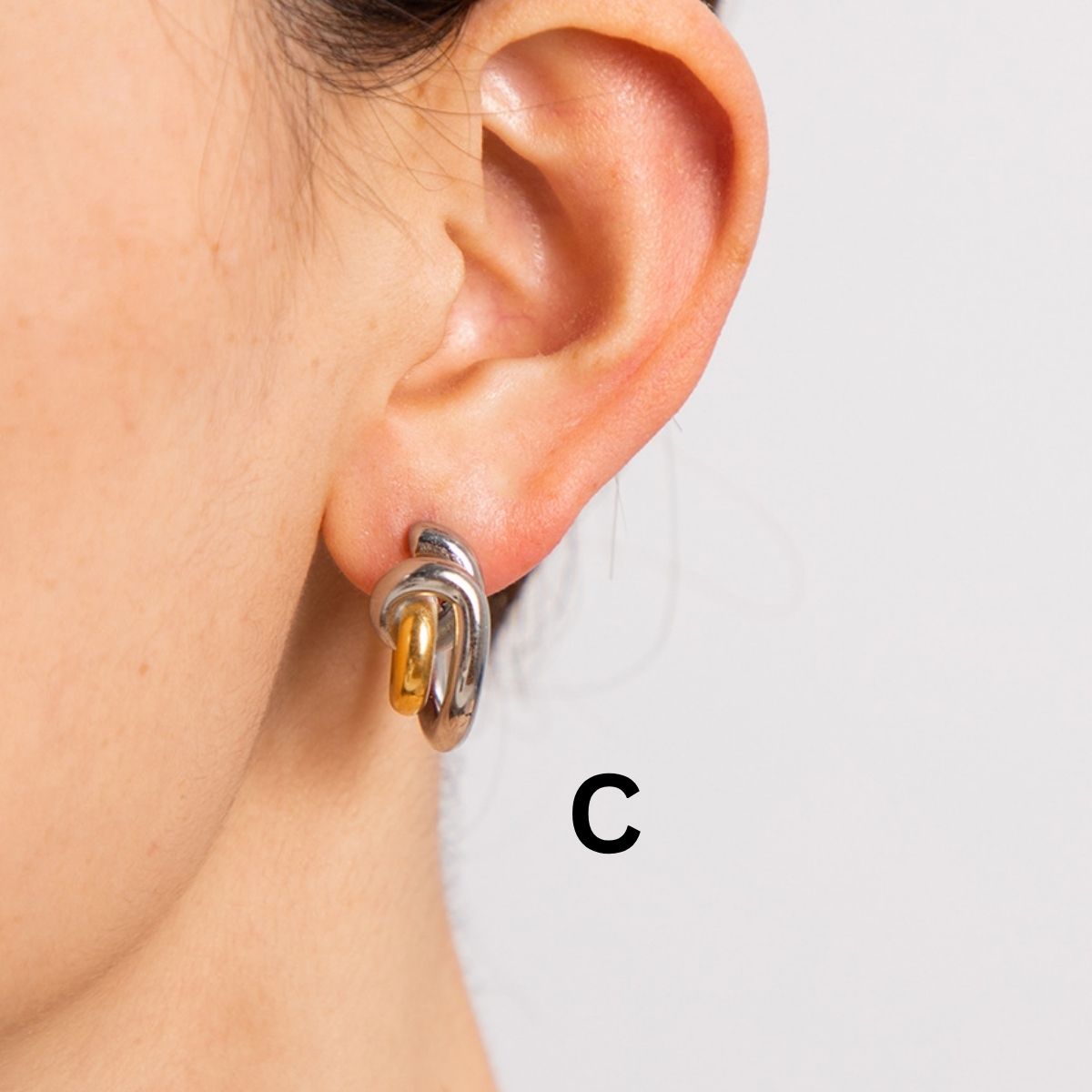 Boucles d'oreilles créoles Statement Duo – Créoles et huggies bicolores en acier inoxydable imperméable