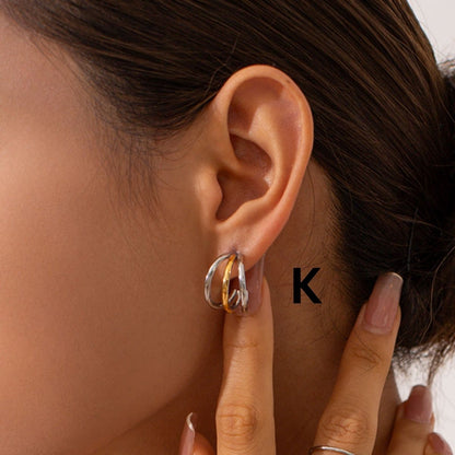 Boucles d'oreilles créoles Statement Duo – Créoles et huggies bicolores en acier inoxydable imperméable