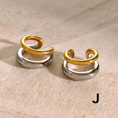 Boucles d'oreilles créoles Statement Duo – Créoles et huggies bicolores en acier inoxydable imperméable