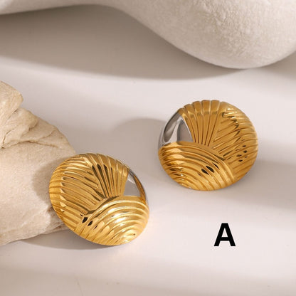 Orecchini a bottone e pendenti Sculpted Duo - Orecchini importanti in acciaio inossidabile bicolore impermeabile