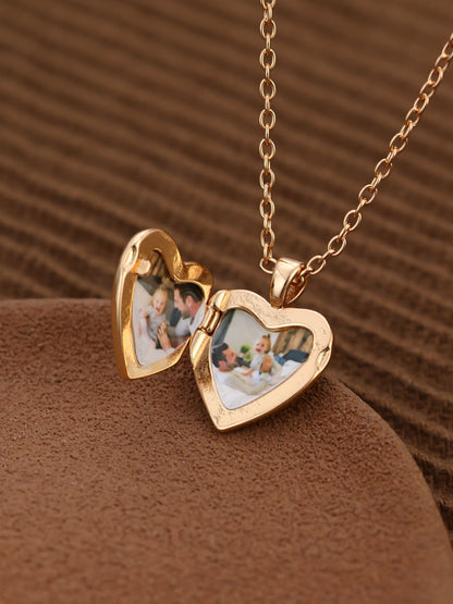 Personalized Heart Locket Necklace with Custom Photo & Engraving