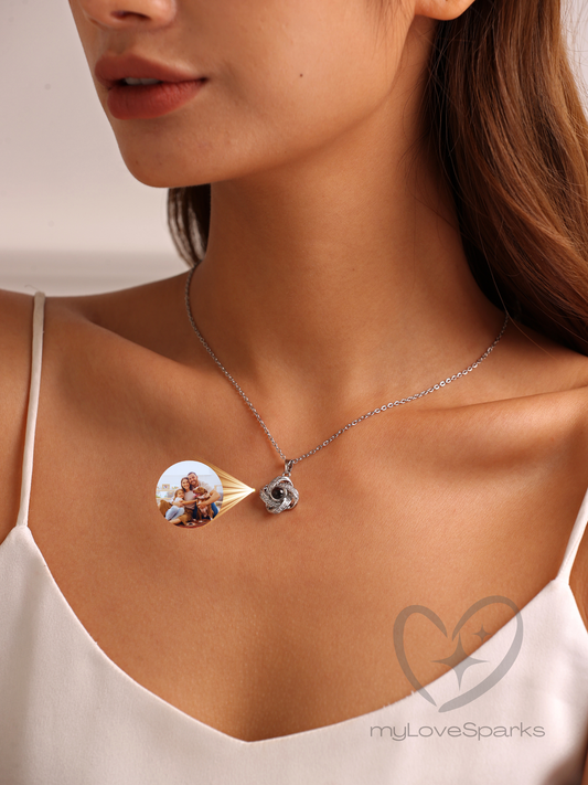 Personalized Projection Picture Love Knot Necklace