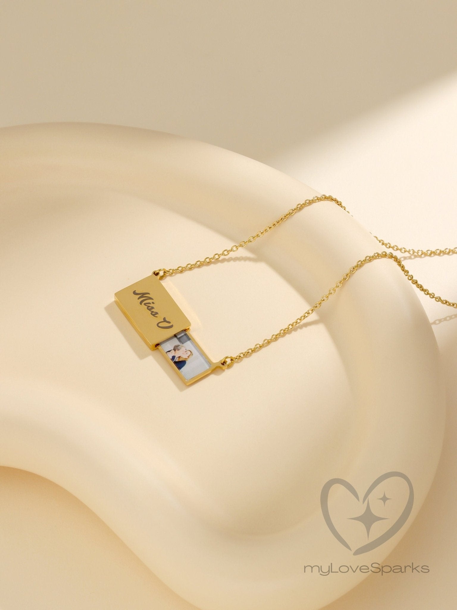 Custom Engraving Envelope Shaped Locket Necklace with Custom Photo - myLoveSparks Jewelry & Gifts