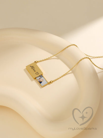 Custom Engraving Envelope Shaped Locket Necklace with Custom Photo - myLoveSparks Jewelry & Gifts