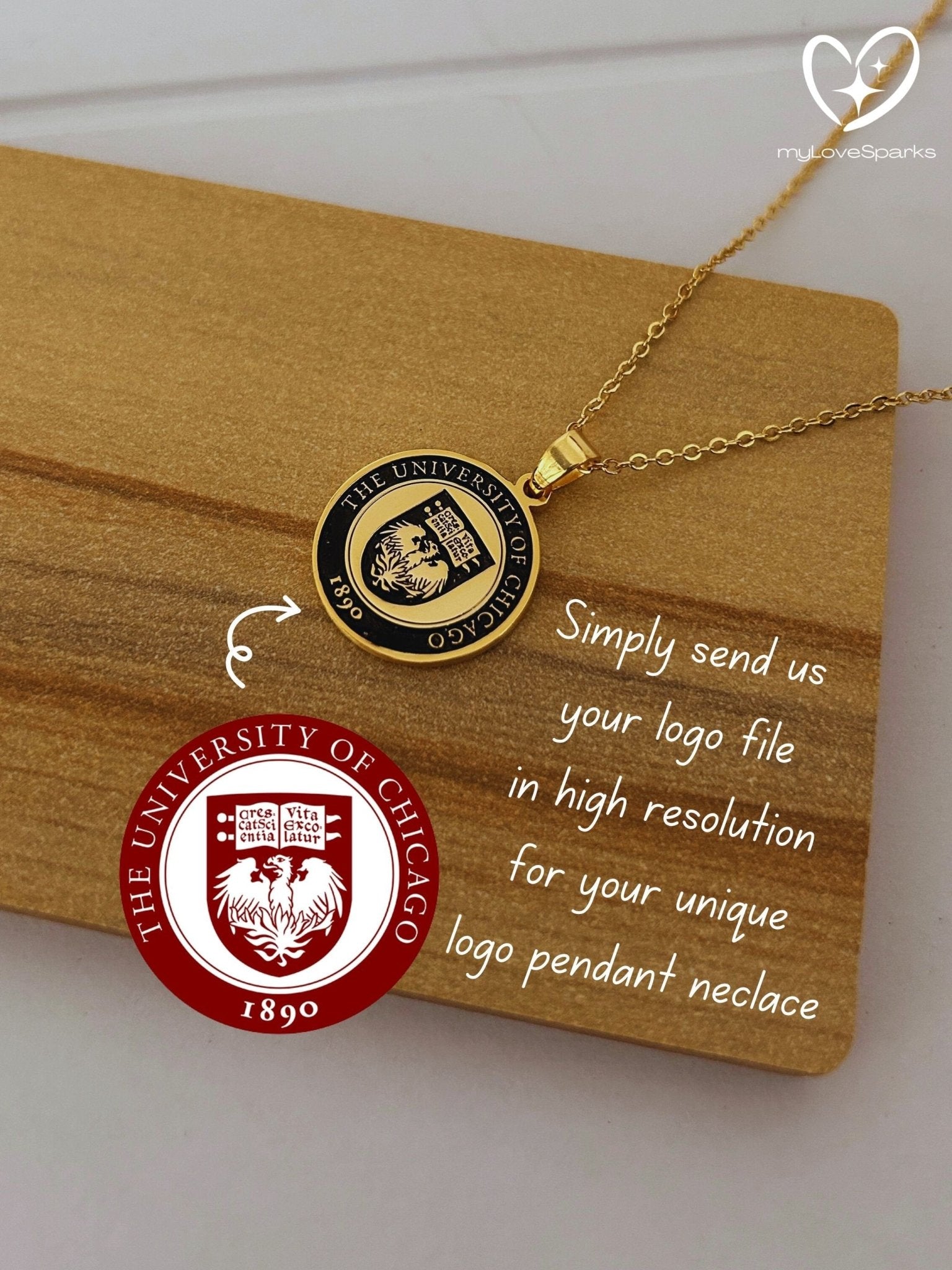 Custom Logo Necklace and Graduation Necklace - myLoveSparks Jewelry & GiftsFY