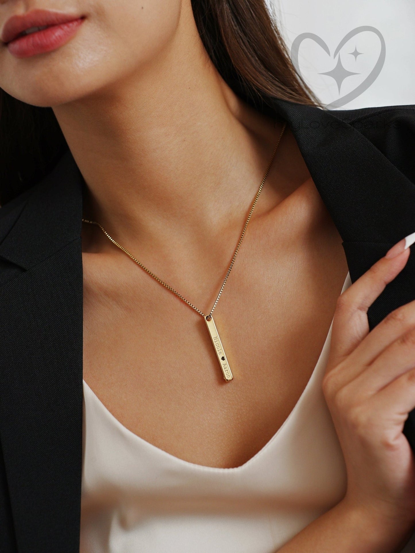 Personalised Vertical Bar Engraving Necklace - myLoveSparks Jewelry & Gifts