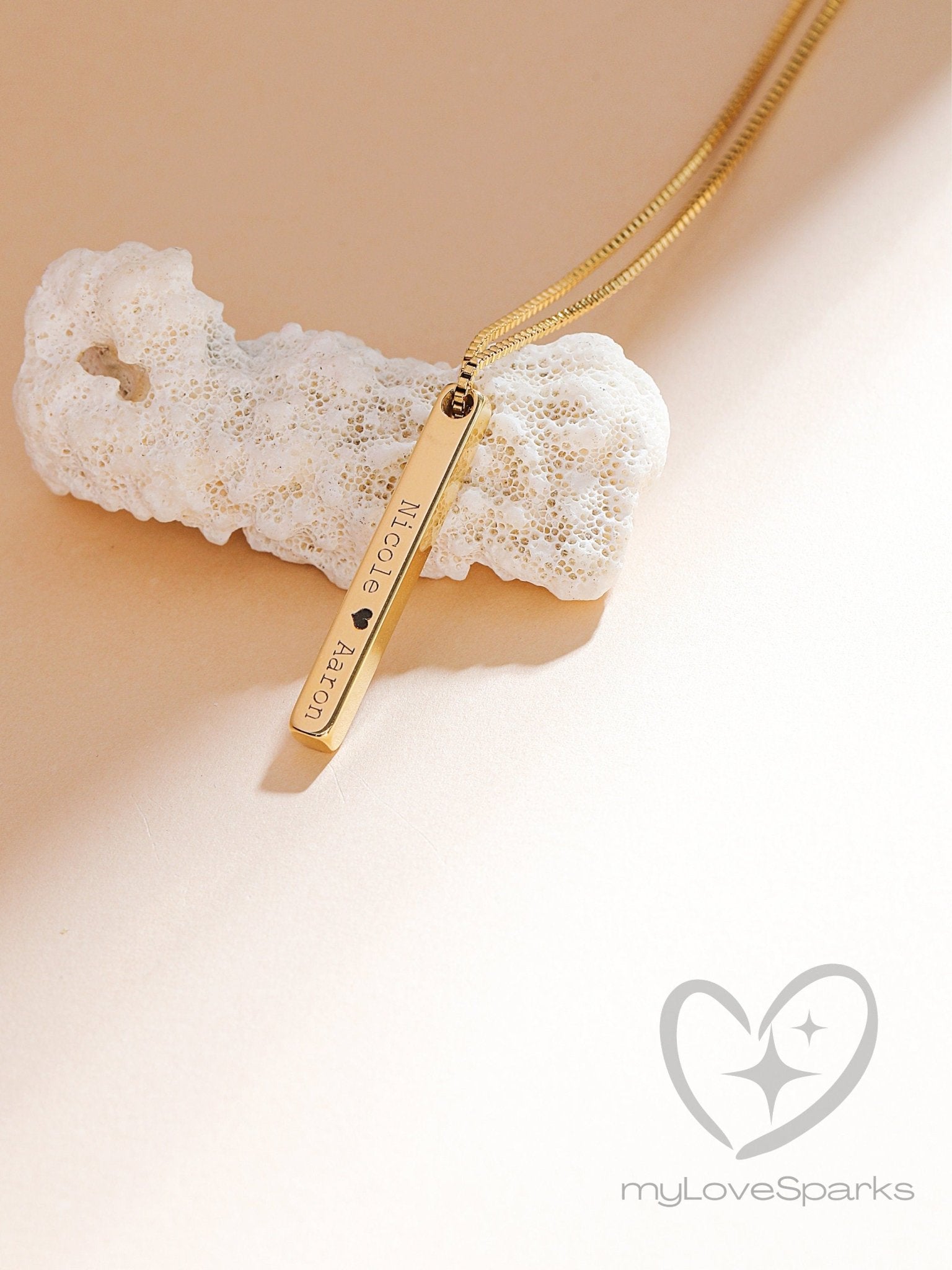 Personalised Vertical Bar Engraving Necklace - myLoveSparks Jewelry & Gifts
