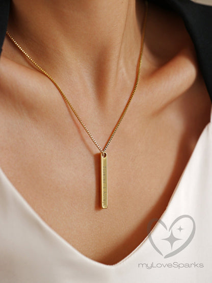 Personalised Vertical Bar Engraving Necklace - myLoveSparks Jewelry & Gifts