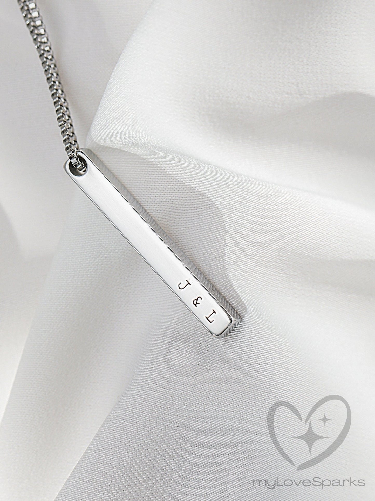 Personalised Vertical Bar Engraving Necklace - myLoveSparks Jewelry & Gifts
