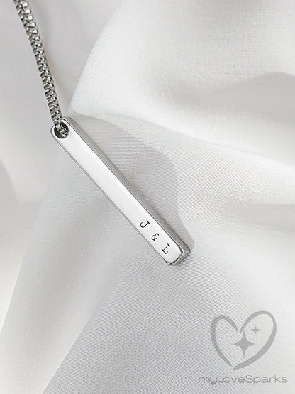 Personalised Vertical Bar Engraving Necklace - myLoveSparks Jewelry & Gifts