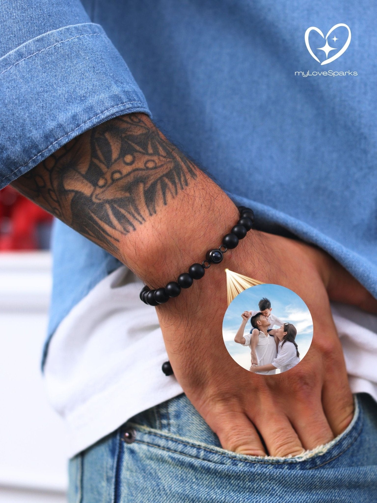 Personalized Beads Bracelet with Hidden Projection Photo Inside - myLoveSparks Jewelry & GiftsCL