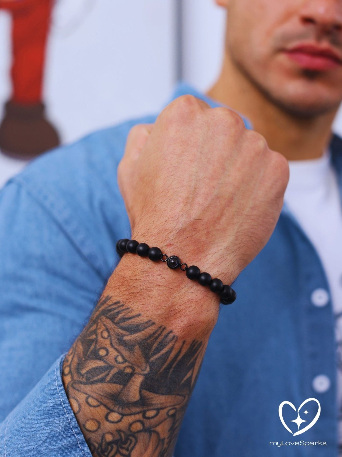 Personalized Beads Bracelet with Hidden Projection Photo Inside - myLoveSparks Jewelry & GiftsCL