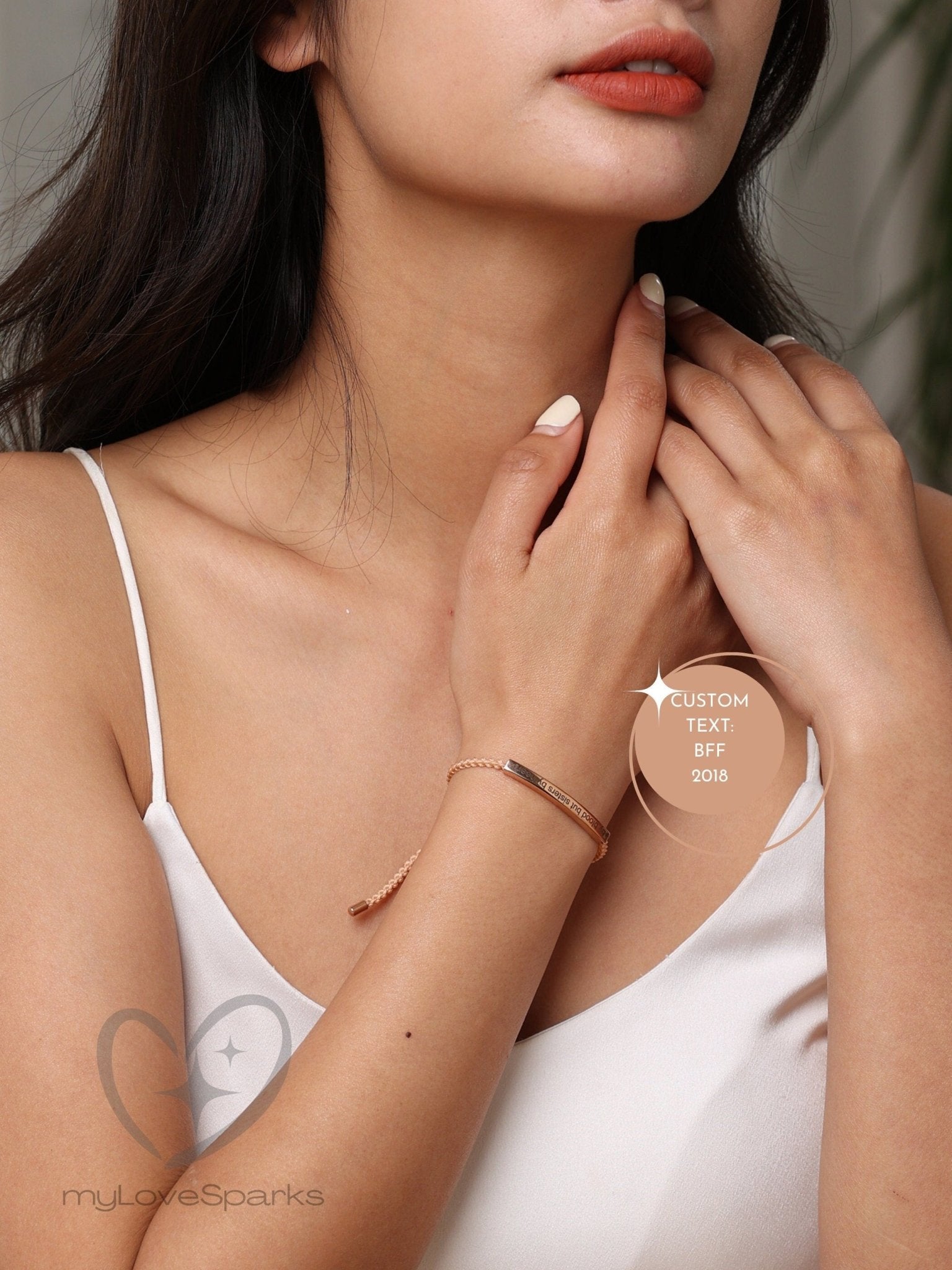 Personalized Best Friend Engraved Cord Bracelet - myLoveSparks Jewelry & GiftsHN