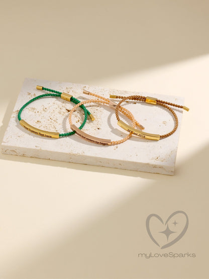 Personalized Best Friend Engraved Cord Bracelet - myLoveSparks Jewelry & GiftsHN