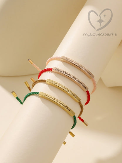 Personalized Best Friend Engraved Cord Bracelet - myLoveSparks Jewelry & GiftsHN