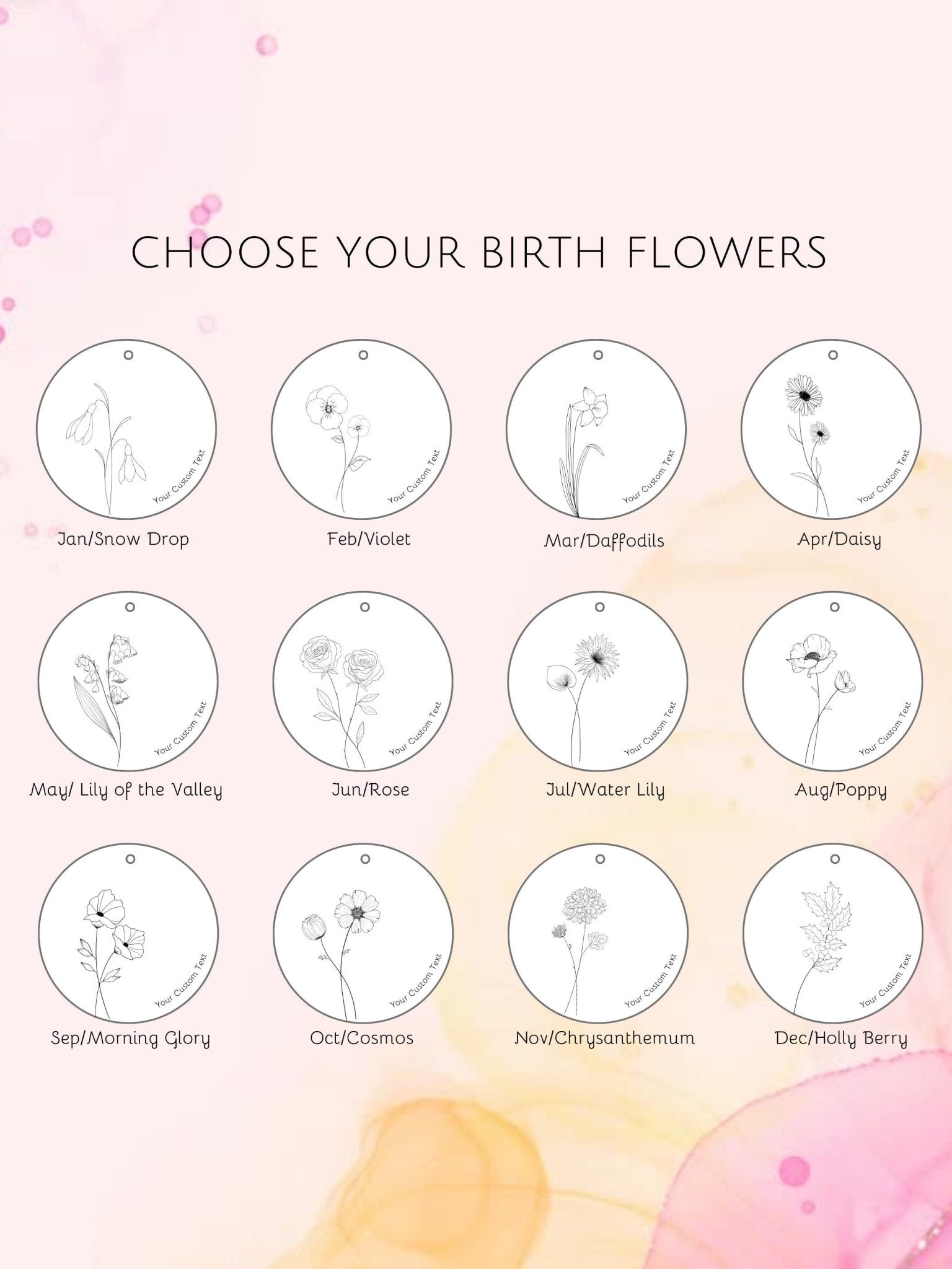 Personalized Birth Flower Disc Necklace - myLoveSparks Jewelry & GiftsFY