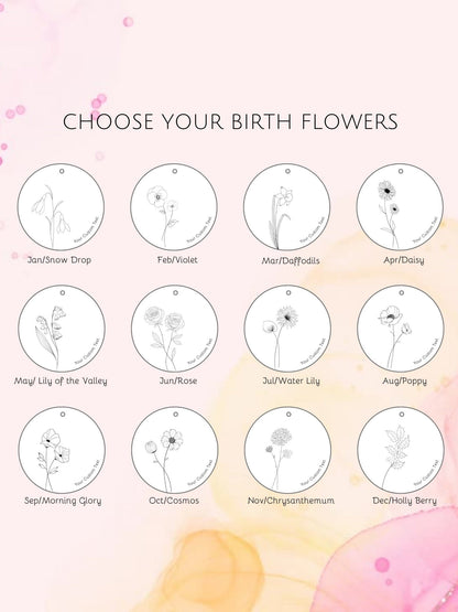 Personalized Birth Flower Disc Necklace - myLoveSparks Jewelry & GiftsFY