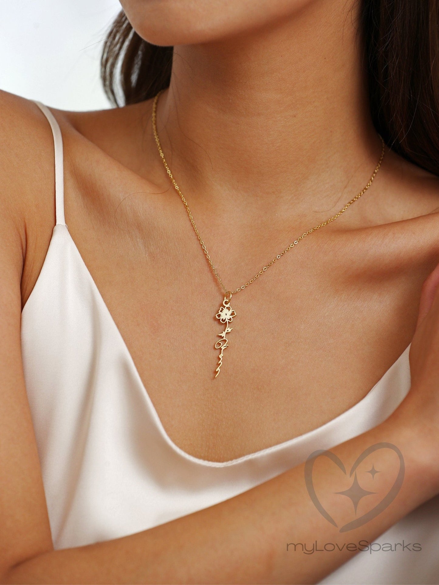 Personalized Birth Flower Necklace For Women - myLoveSparks Jewelry & GiftsFY