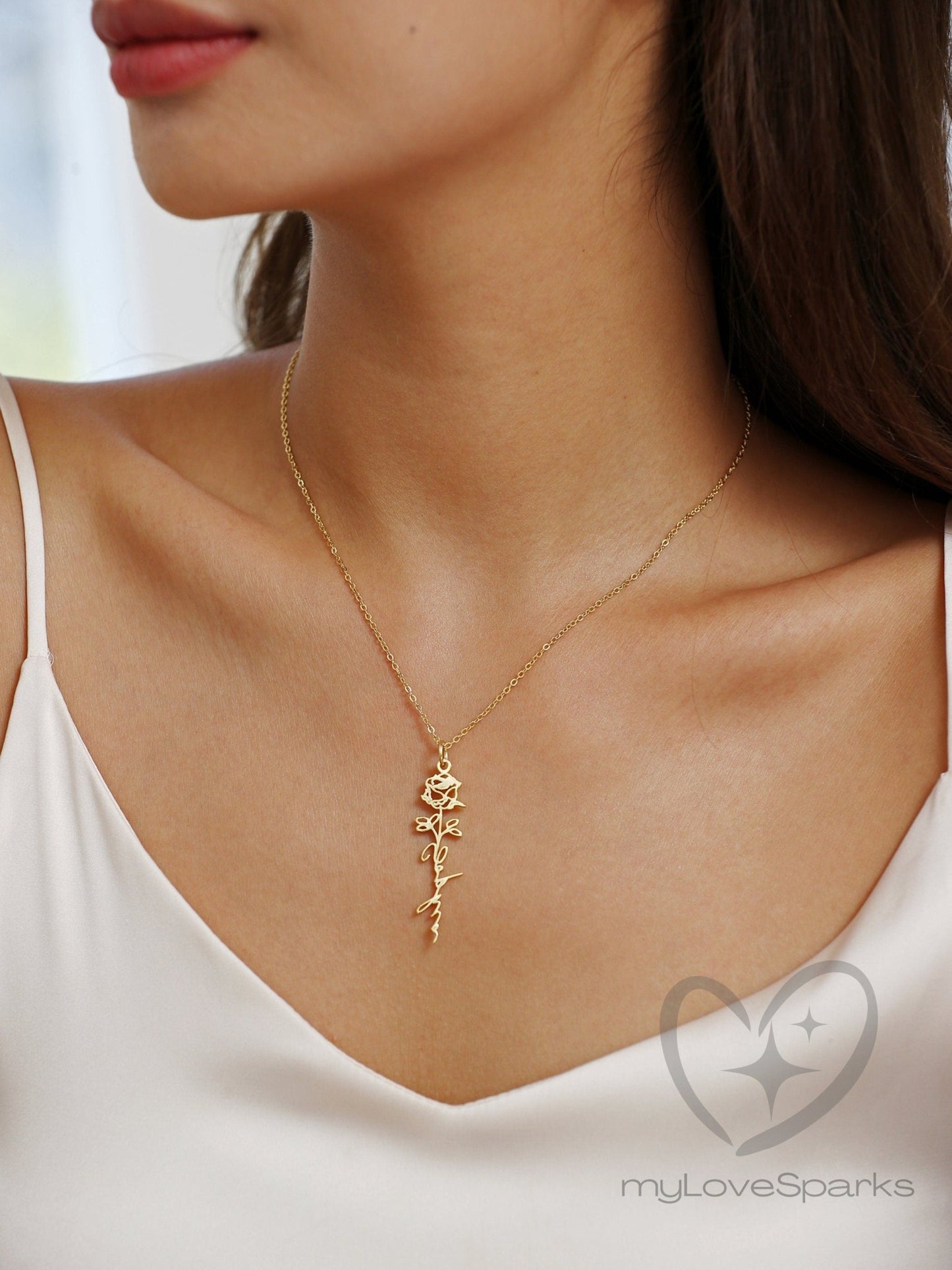Personalized Birth Flower Necklace For Women - myLoveSparks Jewelry & GiftsFY