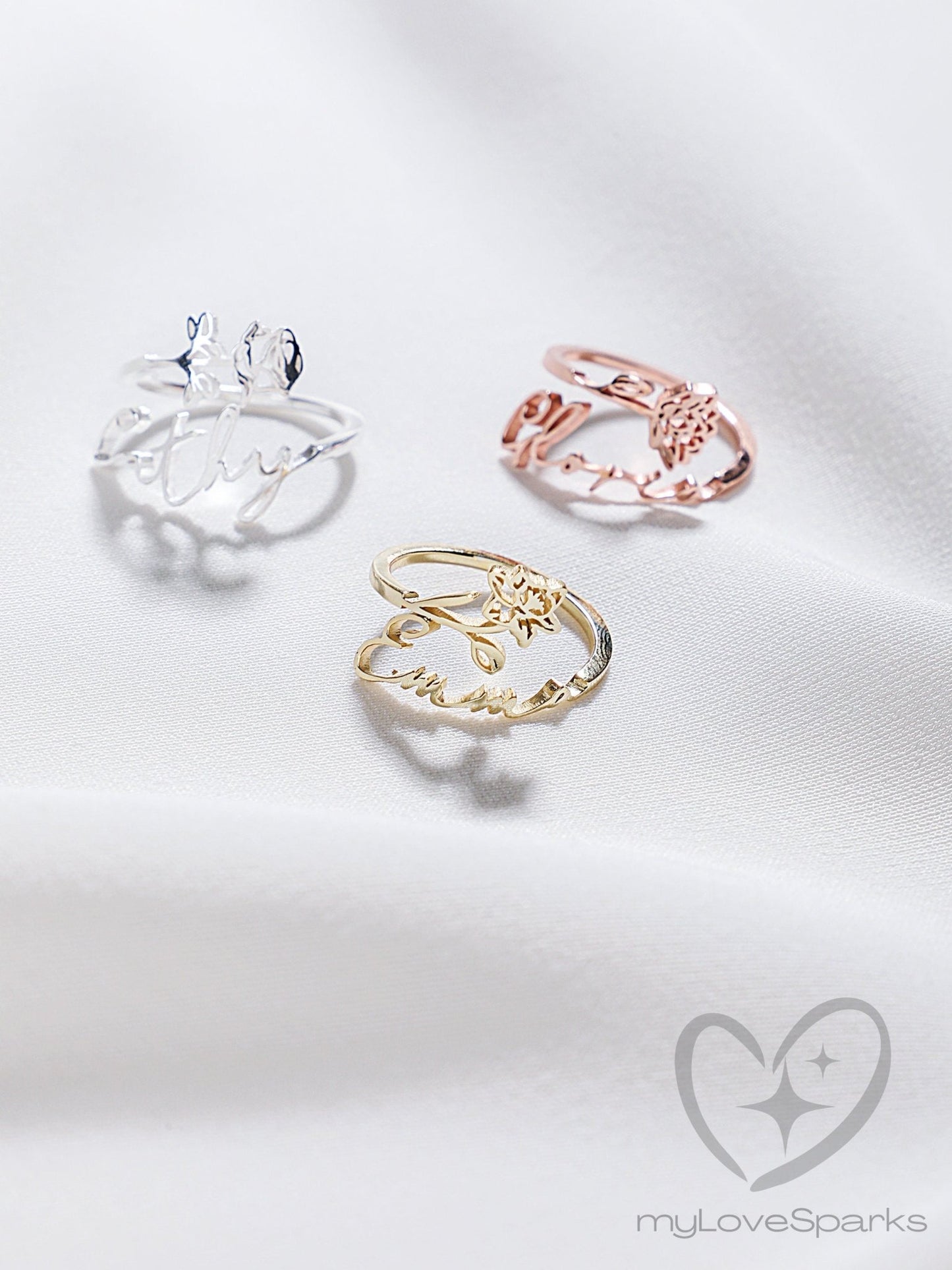 Personalized Birth Flower Ring for Women - myLoveSparks Jewelry & GiftsFY